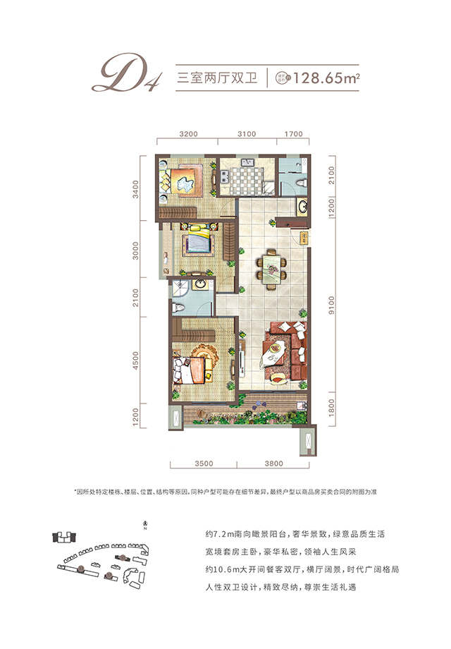 西安伦敦人城项目高层128㎡户型图